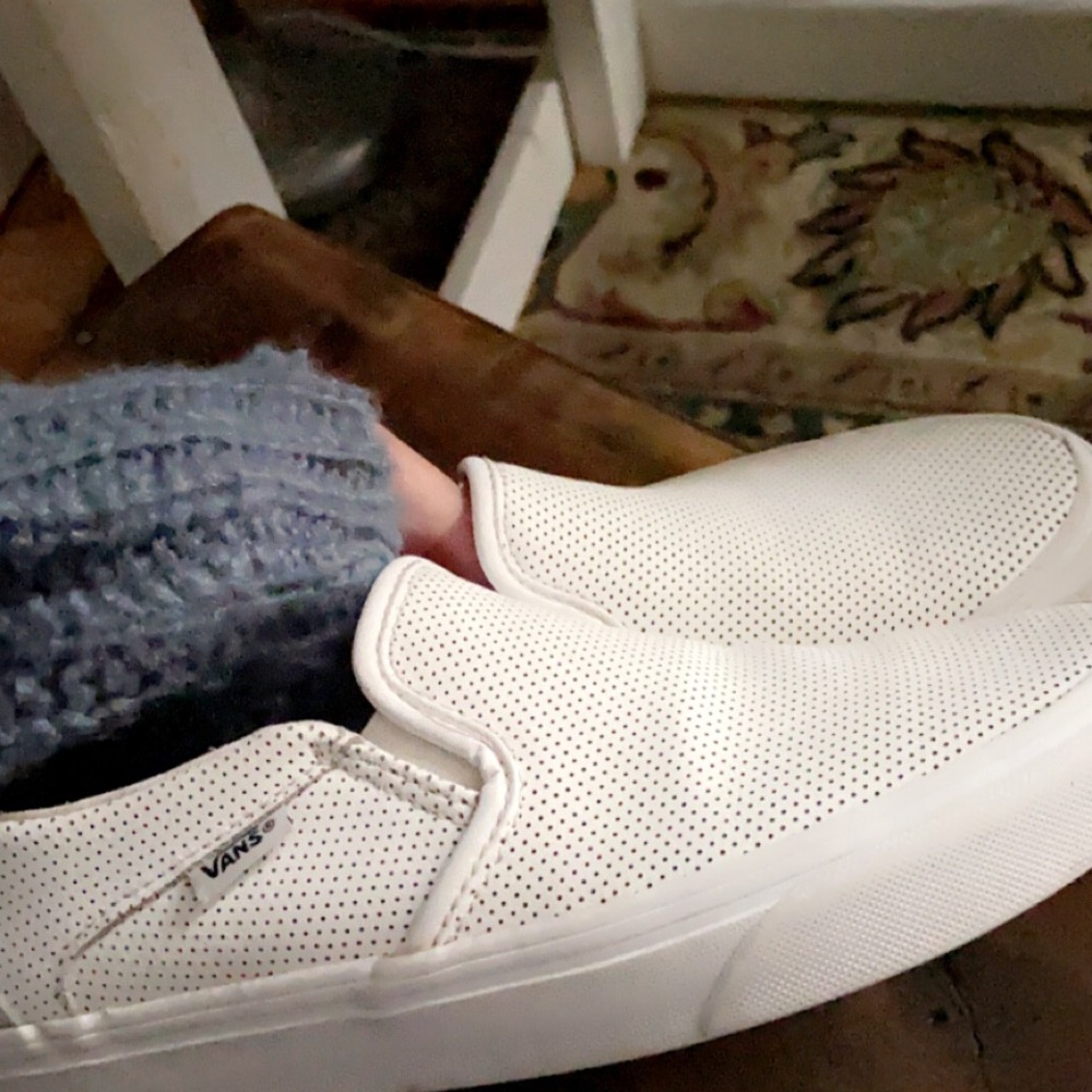 White slip on vans